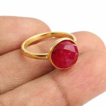 Wholesale 925 Sterling Silver Statement Ring Trendy Unisex 18K Gold Rhodium Handmade Gemstone Ruby Fashionable Jewelry