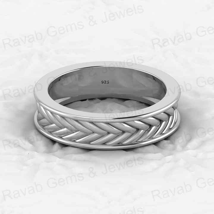 Top Trending 925 Sterling Silver Gold Vermeil Modernist Rope Weave Braid Knot Wicker 4mm Eternity Band Men's Ring Fine Jewelry