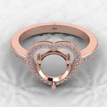 Best Selling 925 Sterling Silver 8mm Heart Design Semi Mount Prong Setting Ring Ladies Love Symbol Jewelry Findings & Components