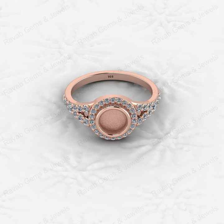 Best Selling 925 Silver Round 6mm Semi Mount Blank Setting Ring for Gemstone Ashes & Resin Jewelry Findings & Empty Jewelry