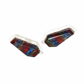 Best Selling 10x17mm Red Ammolite Quartz Gemstone Bezel Set 925 Sterling Silver Coffin Shape Charm for Pendant and Necklace