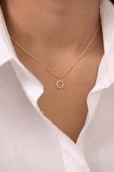 Valentine Sale Solid 925 Sterling Silver 14k Gold Plated Sun Design Vermeil Eternity Pendant for Women Fine Handmade Jewelry