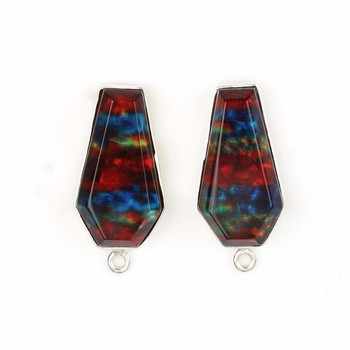 Best Selling 10x17mm Red Ammolite Quartz Gemstone Bezel Set 925 Sterling Silver Coffin Shape Charm for Pendant and Necklace