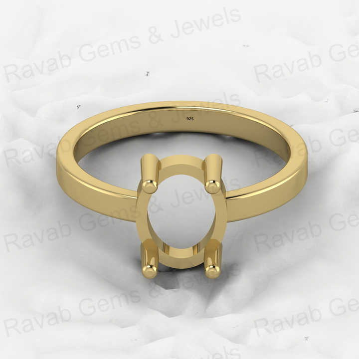 Genuine 925 Solid Sterling Silver 8x10mm Semi Mount Blank Setting Band Ring for Breastmilk & Keepsake Resin Ceramic Jewelry