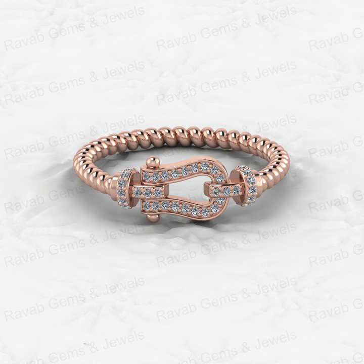 Top Selling 925 Silver CZ Heavue Horseshoe Rope Eternity Band Gold Vermeil Ring for Women Personalized Equestrian Fine Jewelry
