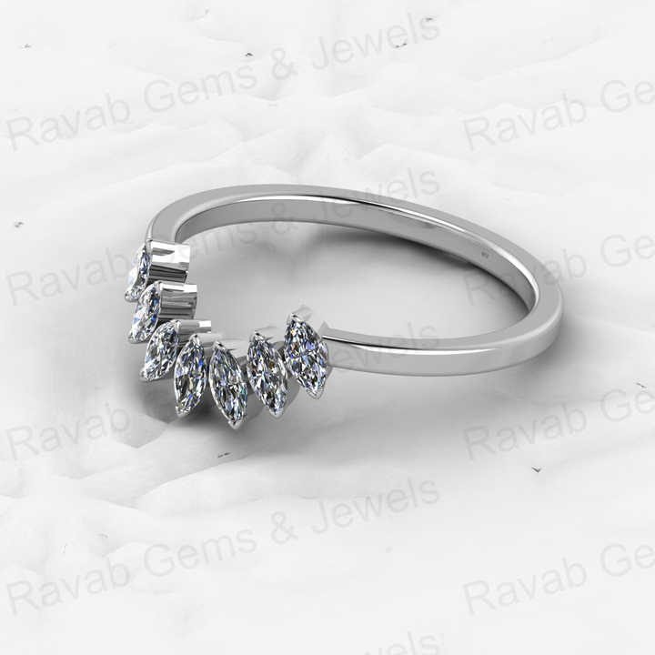 Genuine 925 Sterling Silver 2x4mm Marquise CZ Diamond Eternity Band 18K Gold Vermeil Wishbone Minimalist Women's Wedding Ring