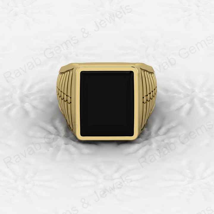 Best Selling Solid 925 Sterling Silver Smooth Black Onyx Rectangle Shape Signet Ring for Man Customized Handmade Fine Jewelry