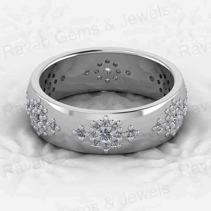 Top Selling Genuine 925 Silver Snowflake CZ Design Gold Vermeil Eternity Wide Band Dainty Women's Ring Personalized Fine Jewelry