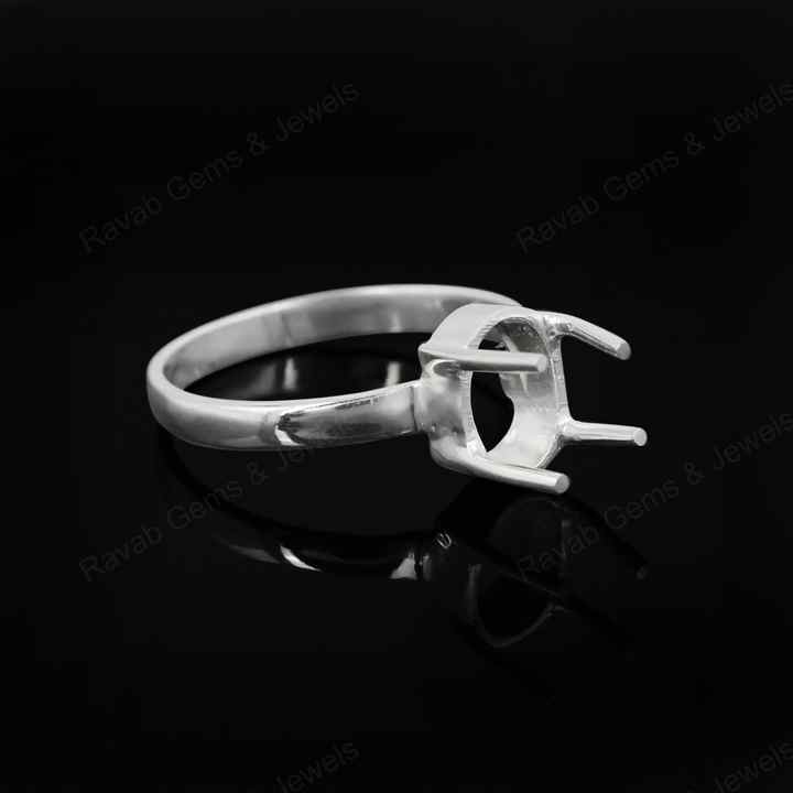 Trending Solid 925 Sterling Silver 7x9mm Oval Prong Setting Semi-Mount Blank Setting Empty Keepsake Fine Handmade Jewelry
