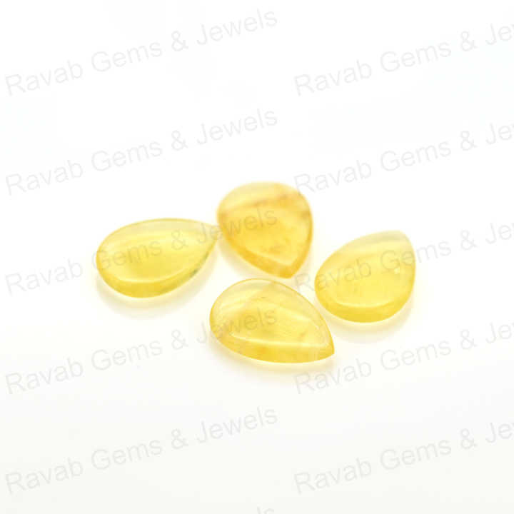 Christmas Sale 16x22mm Natural Lemon Quartz Pear Shape Cabochon Hand-Polished Loose Stone for Fine Jewelry Making