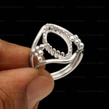 New Arrival Sterling Silver 7x14mm Marquise Filigree Cocktail Semi Mount Blank Bezel Setting Ring Jewelry Findings Components