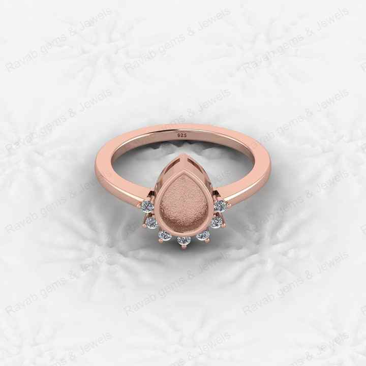 Top Quality 925 Sterling Silver 6x8mm Marquise Semi Mount Blank Setting Pear Crown Ring Good for Resin Keepsake Finding Jewelry