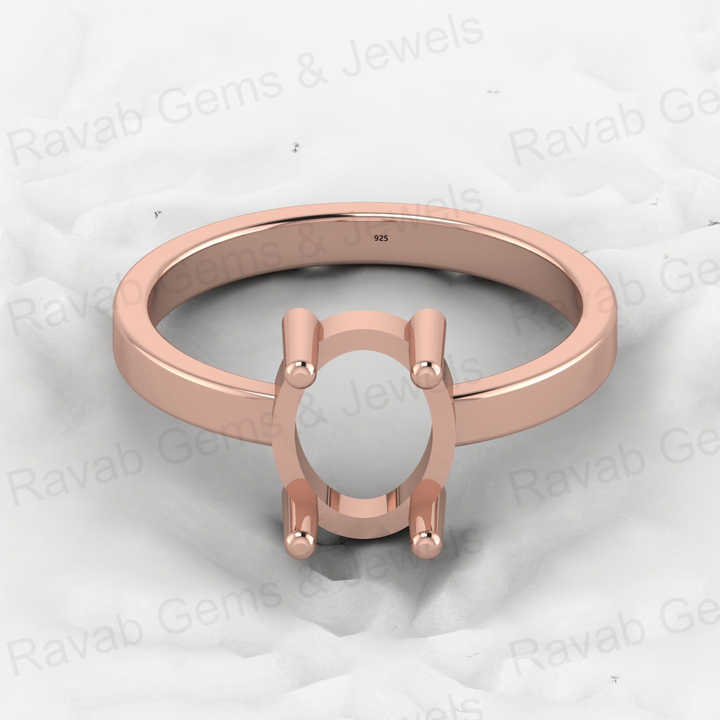 Genuine 925 Solid Sterling Silver 8x10mm Semi Mount Blank Setting Band Ring for Breastmilk & Keepsake Resin Ceramic Jewelry