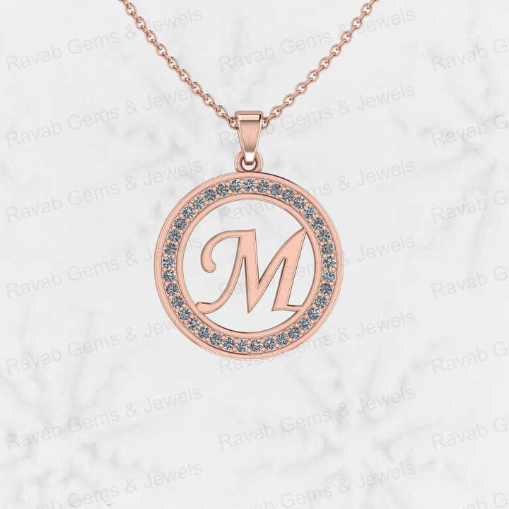 Solid 925 Sterling Silver 18K Gold Filled 22mm Letter Coin Disc Zircon Diamond Women Charm Pendant Necklace Personalized Jewelry