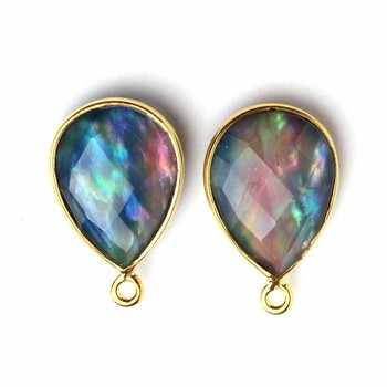 Beautiful Abalone Shell Gemstone Pendant 925 Sterling Silver Bezel Gold Plating Fine Pendants Charms Wholesale Designed Supplier