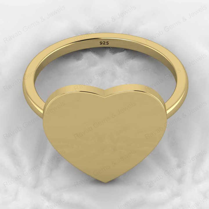 Superb 925 Silver 14mm Flat Heart Eternity Vermeil Minimalist Women's Personalized Ring With Custom Name Engraving Jewelry