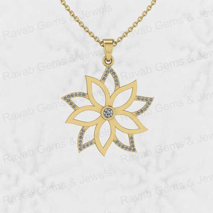 Best Selling 925 Silver 25mm Water Lily Floral June Birth CZ Diamond Pendant Necklace Beautiful Fine Natural Jewelry for Women