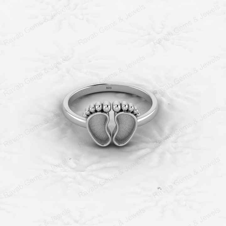 Superb Quality New Baby Born Foot Print 925 Silver Semi Mount Blank Setting Ring for Gemstone Findings & Components Jewelry