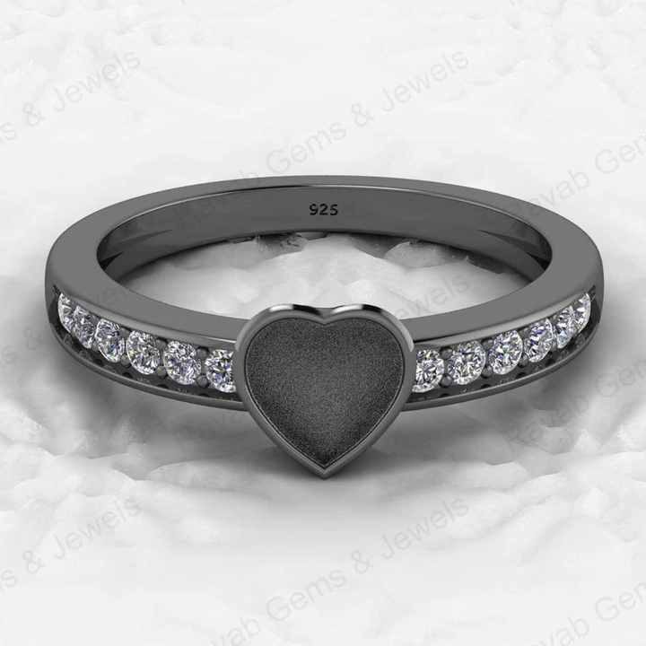 Ultimate 925 Sterling Silver 6mm Semi Mount Ring Heart Design Resin Ashes Excellent Keepsake Genuine Cremation Jewelry