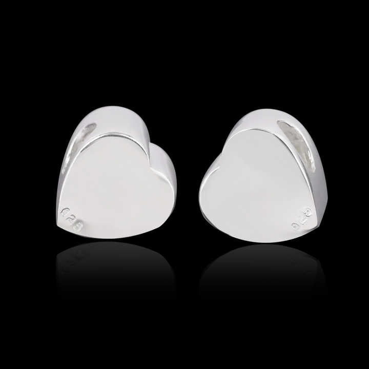 Genuine 925 Sterling Silver 9mm Heart Charm Beads with 5mm Hole Good Resin Ashes Work Keepsake DIY Finding Jewelry Components