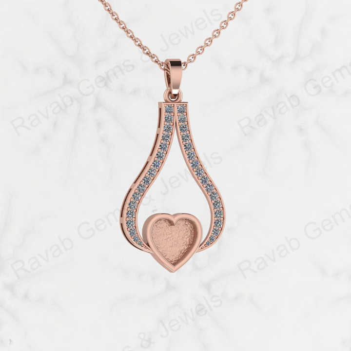 Top Quality 925 Sterling Silver With CZ 8mm Heart Semi Mounting Charm Pendant Setting for Ashes Resin Work Breastmilk Jewelry