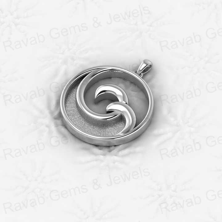 Top Quality 925 Sterling Silver 25mm Wave Line Circle Blank Setting Setting Charm Pendant for Resin Ashes Work Necklace Jewelry