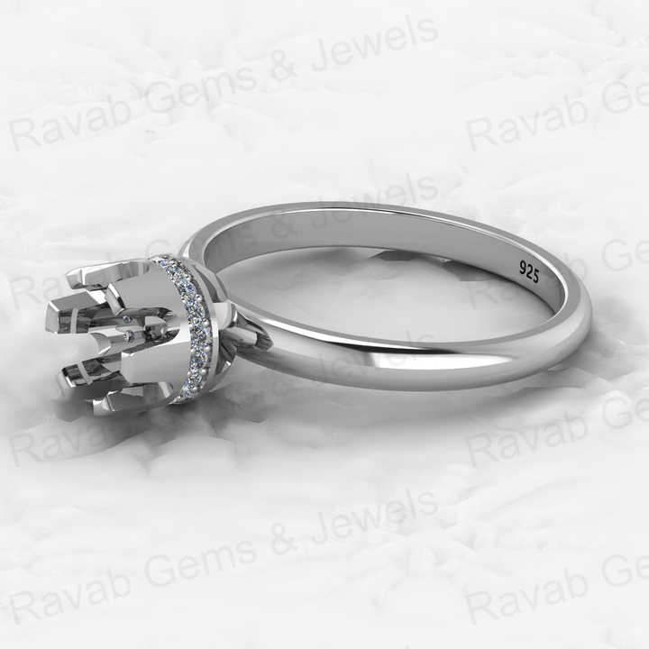 Genuine Solid 925 Sterling Silver Solitaire Round Semi Mount Blank Setting Ring Good for Ashes & Resin Work Breastmilk Jewelry