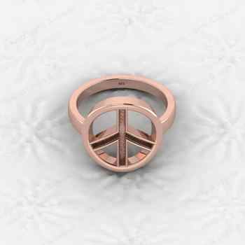 Genuine 925 Silver Peace Symbol Semi Mount Blank Setting Ring for DIY Zodiac Jewelry Resin Ashes Work Keepsake Suppliers