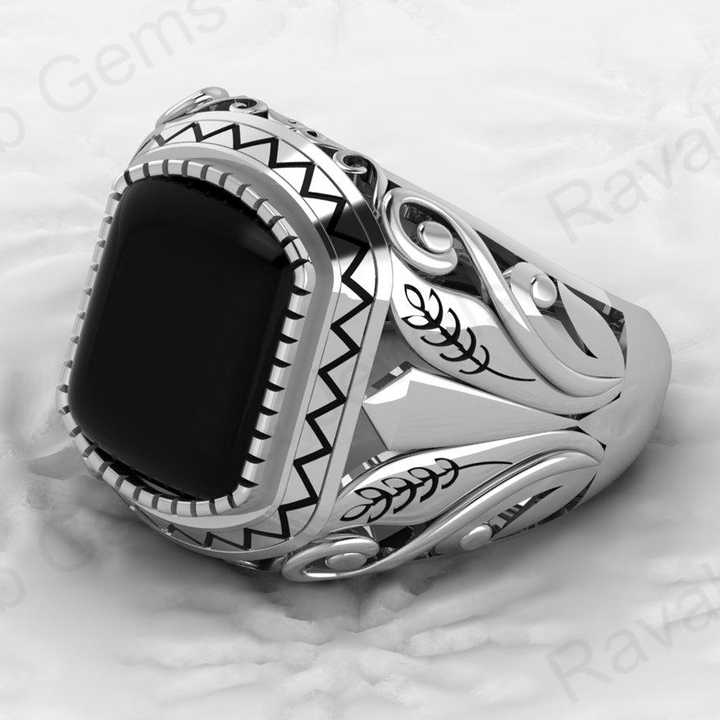 Best Selling Solid 925 Sterling Silver 10x14mm Black Onyx Designer Signet Stylish Ottoman Ring for Men Customized Jewelry