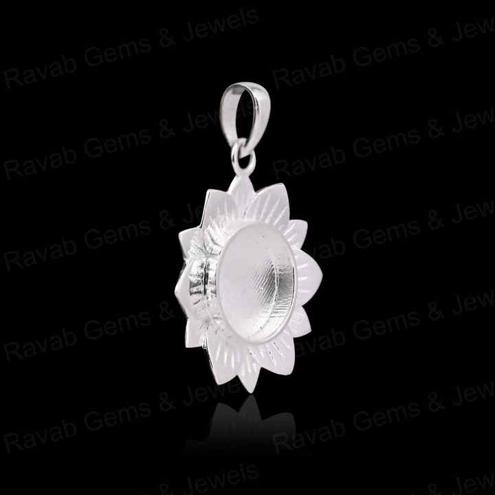 20mm High Quality 925 Silver Sunshine Sunflower Blank Base Pendant Setting DIY Ashes Resin Keepsake Jewelry Findings Components