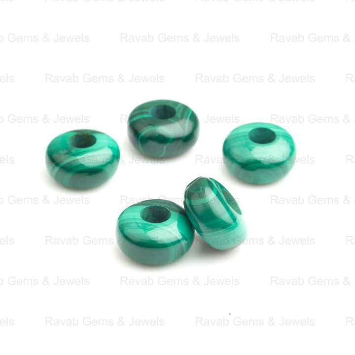 High Quality 14X8mm Big Hole Rondelle Beads Natural Smooth Malachite Gemstone Fancy Stylist Loose Gemstones for Jewelry Making