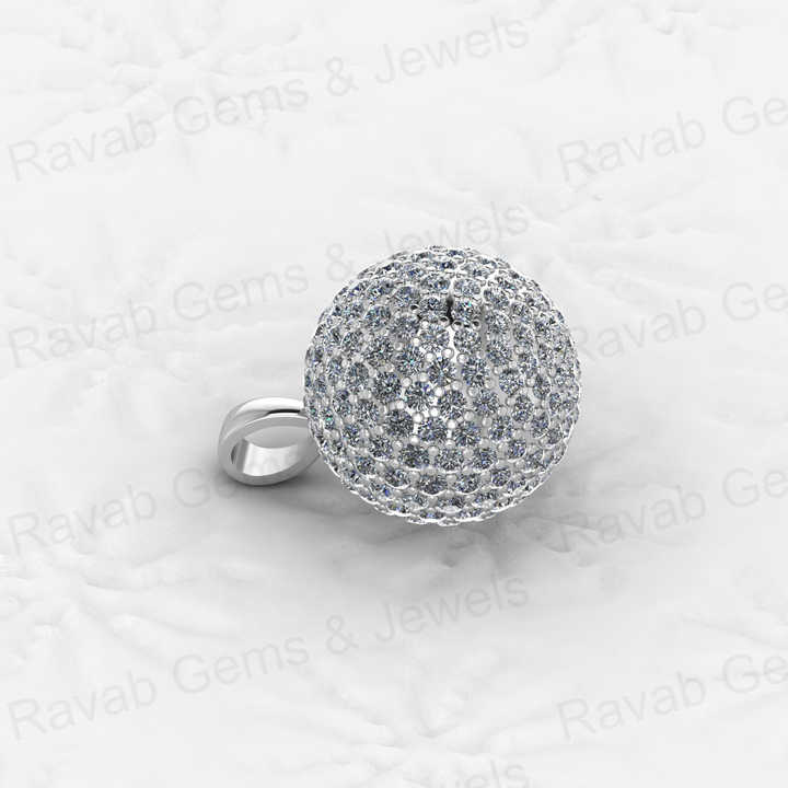 New Arrival Solid 925 Sterling Silver 13mm Ball Round With Micro Pave Zircon Diamond Disco Pendant Necklace Keepsake Jewelry