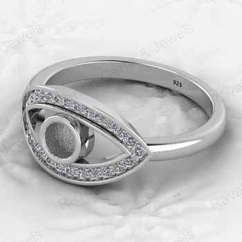925 Sterling Silver 4mm Round Marquise CZ Semi Mount Band Ring Attractive Work Keepsake Good Ashes Jewelry Findings Components