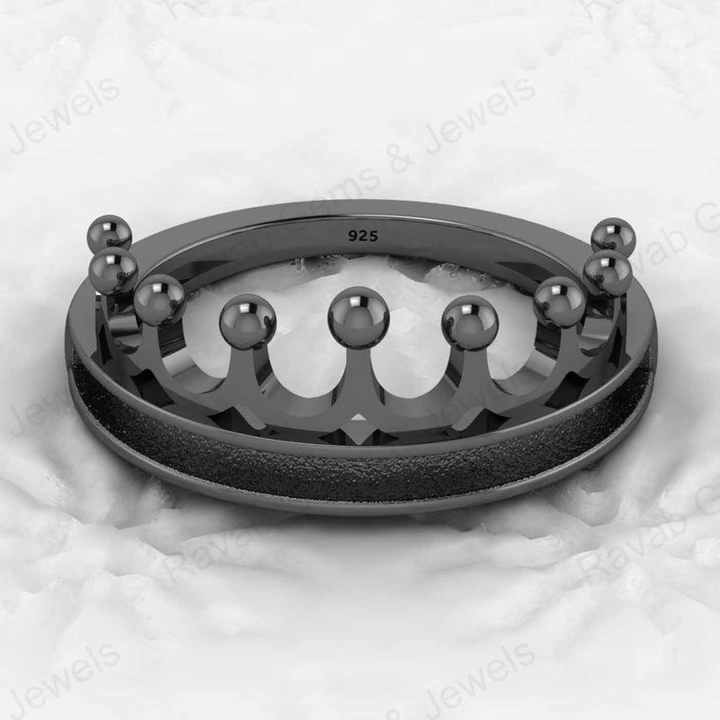 925 Silver Princess Crown Semi Mount Blank Bezel Setting Channel Ring Good for Ashes & Resin Work Keepsake Breastmilk Jewelry