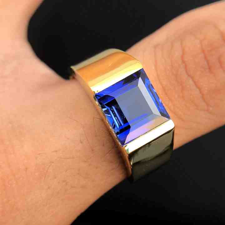 Sparkling Sapphire Quartz 10mm Square Step Cut Gemstone Solid 925 Sterling Silver Ring For Mens Fine Handmade Jewelry Suppliers
