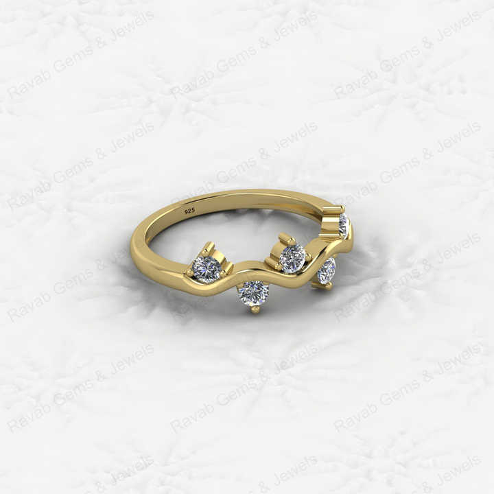 Genuine 925 Sterling Silver Eternity Band Minimalist 18K Gold Vermeil Brilliant Cut CZ Ivy Leaf Vine Ring for Women Fine Jewelry