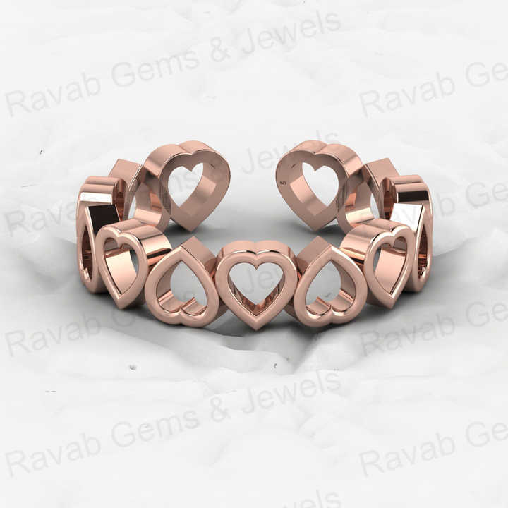 Beautiful 925 Silver 5mm Dainty Hollow Heart Love Day Gold Vermeil Eternity Band Adjustable Women Ring Fine Keepsake Jewelry