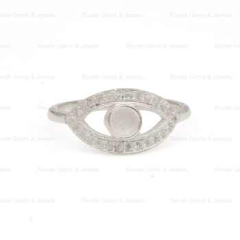 Superb 4mm Round Marquise Shape Zircon Semi Mount Blank Bezel Setting Ring Solid 925 Pure Silver Keepsake Breastmilk Jewelry