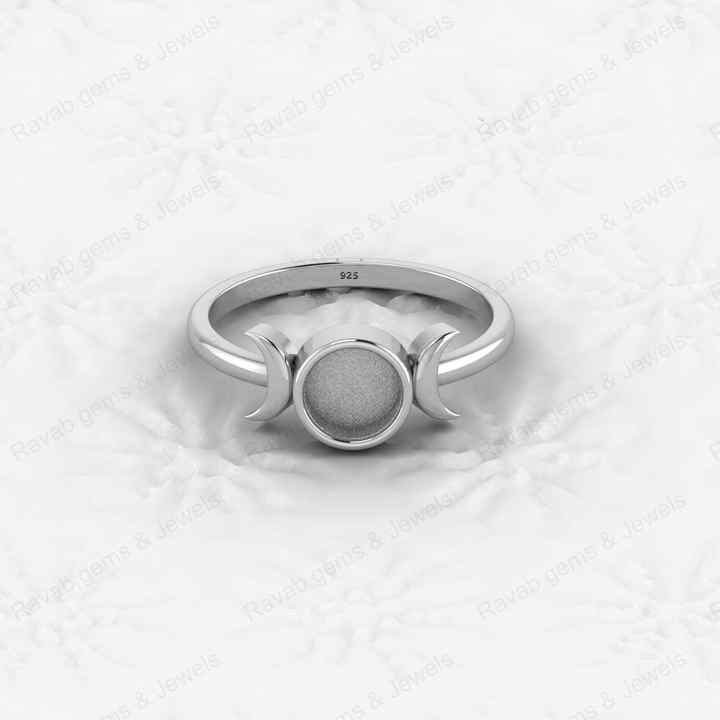New Arrival 925 Sterling Silver 6mm Half Moon Semi Mount Blank Setting Best Wishes Ring Good for Resin Keepsake Finding Jewelry