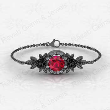 Top Selling Amazing Design 925 Sterling Silver 8mm Garnet Quartz Round Prong Floral Minimalist Bracelet for Women Fine Jewelry