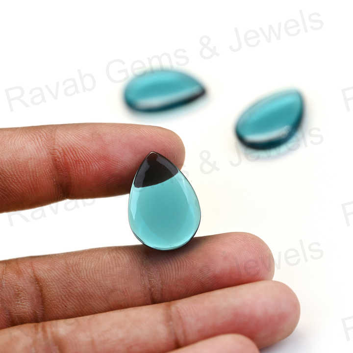 Hot Selling Top Quality 12X16mm Blue Topaz Quartz Pear Shaped Hand Polish Gemstone for Making 14k Gold Handmade Fine Jewelry
