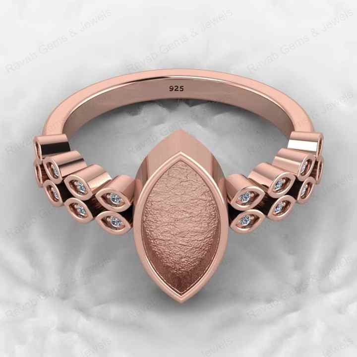 High Quality 925 Sterling Silver 12x16mm Marquise Semi Mount Blank Bezel Setting Ring Good for Resin Gemstone Jewelry Component