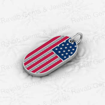 Top Trending 925 Sterling Silver USA American Flag Pendant Necklace Customized Genuine CZ Diamond Enamel Fine Pendants Charms