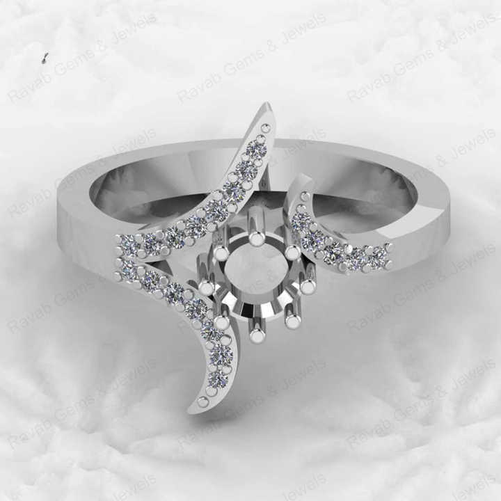 Best Selling 925 Sterling Silver 5mm Round CZ Semi Mount Blank Prong Setting Ring Good for Fine Gemstone Jewelry Component