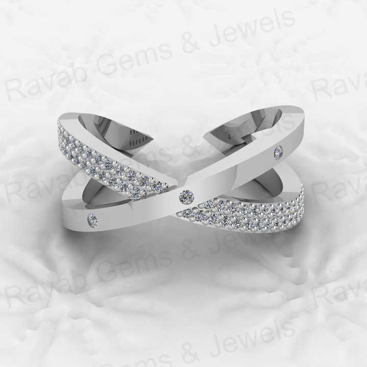 Best Selling Genuine 925 Silver Vermeil CZ Round Cut Criss-Cross Eternity Band Women's Adjustable Ring Personalized Fine Jewelry