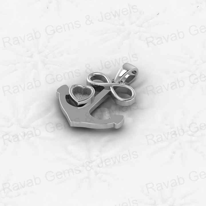 Genuine 925 Sterling Silver Anchor & Infinity 4mm Heart Pendant DIY Jewelry Setting with Good Resin Semi Mount Blank Charm