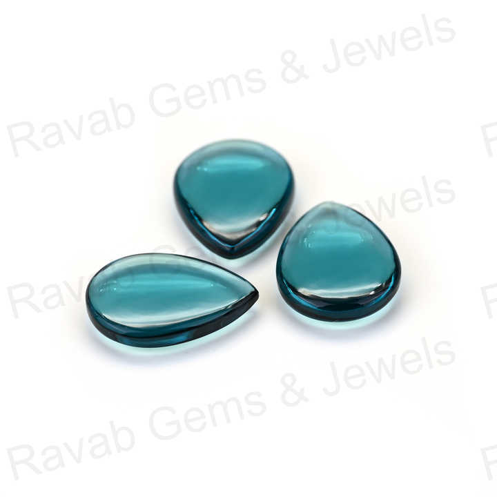 Hot Selling Top Quality 12X16mm Blue Topaz Quartz Pear Shaped Hand Polish Gemstone for Making 14k Gold Handmade Fine Jewelry