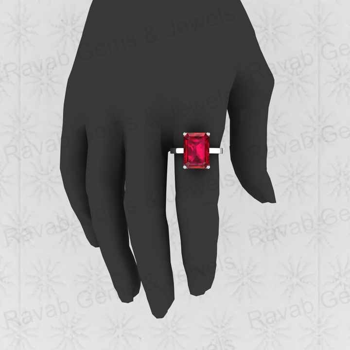 New Arrival Solid 925 Sterling Silver 10x14mm Red Garnet Hydro Rectangle Prong Setting Ring for Women Birthstone Jewelry