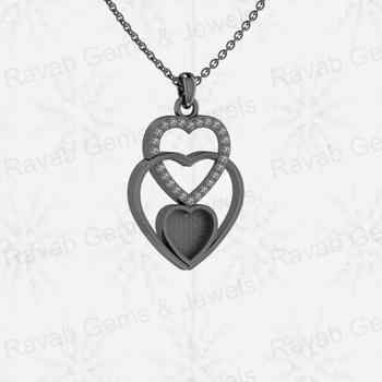 Superb 925 Silver 8mm Trio Heart With Zircon Semi Mounting Charm Pendant Setting for Ashes & Resin Breastmilk Keepsake Jewelry