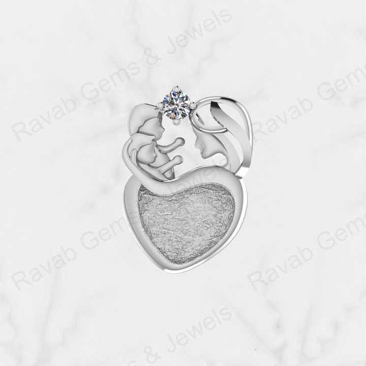 Top Quality 925 Sterling Silver Mom Child Love Heart Charm Semi Mount Blank Setting Pendant Good for Ashes & Resin Work Keepsake